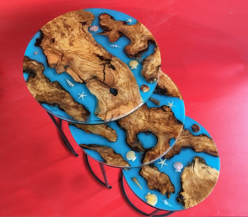 Epoxy Wood Coffee Tables / Unique Epoxy Wall Décor / Handcrafted Hotel Coffee Tables / Custom Made Hotel Tables